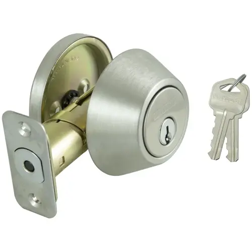 Signature Series Deadbolt, 3 Grade, Stainless Steel, 2-3/8 to 2-3/4 in Backset, KW1 Keyway - pack of 24