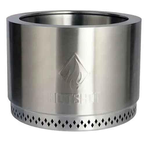 Fire Pit, 19-1/2 in OAW, 19.5 in OAD, 14.09 in OAH, Cylinder, Manual Ignition Ignition Stainless Steel