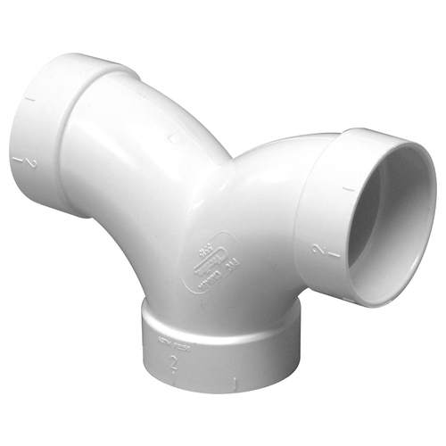 3-Way Pipe Elbow, 2 in, Socket, 90 deg Angle, PVC, White