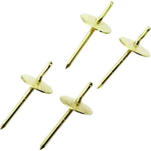 Picture Hanger, 40 lb, Steel, Polished Brass, Brass, Nail-In Mounting - pack of 4