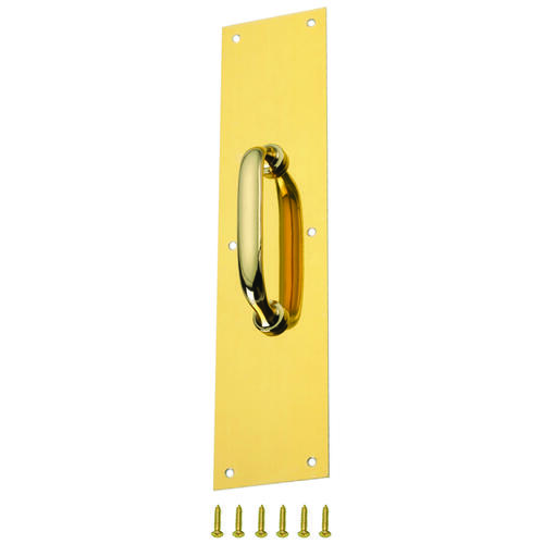 ProSource 32239BBB-PS Door Pull Plate, 3-1/2 in W, 15 in D, 1-5/8 in H, Aluminum, Brass