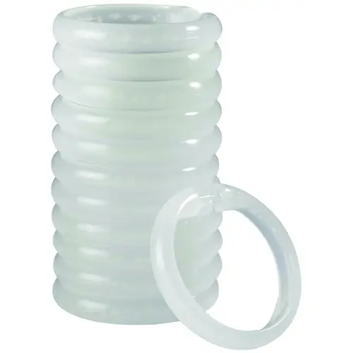 Shower Curtain Ring, Plastic, Frosted, 1 cm W, 2-3/8 in H - pack of 12