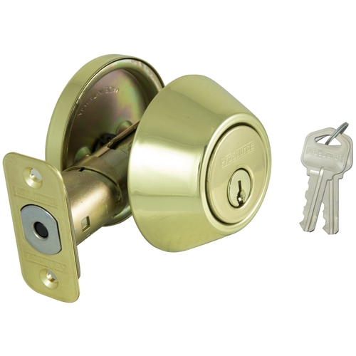 Signature Series Deadbolt, 3 Grade, Polished Brass, 2-3/8 to 2-3/4 in Backset, KW1 Keyway - pack of 3