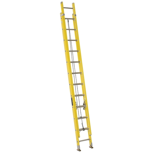 Louisville FE1724 FE1700 Series Extension Ladder, 23 ft 8 in H Reach, 250 lb, 24-Step, 1-1/2 in D Step, Fiberglass
