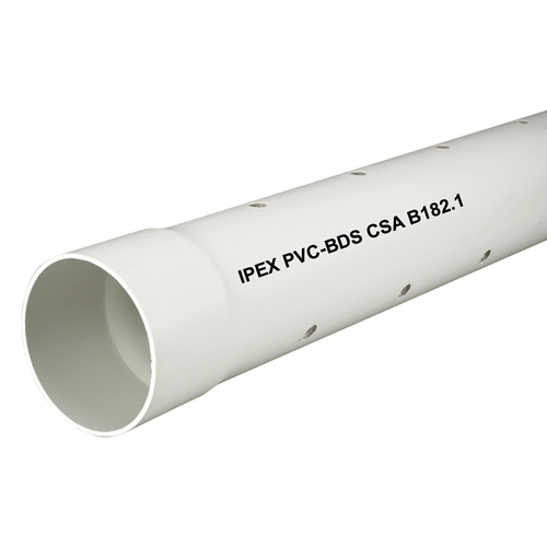 Sewer Pipe, 4 in, 10 ft L, PVC - 120" Stock Length