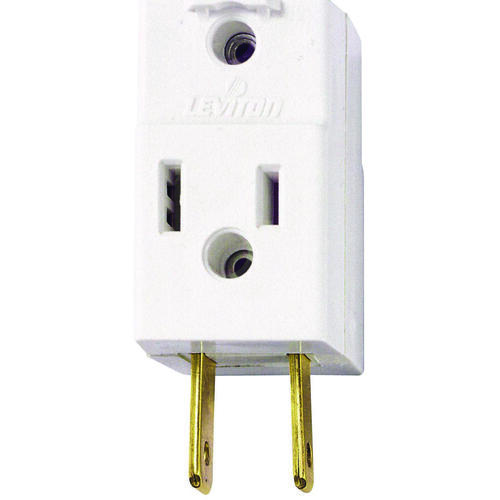 Leviton 008-00531-00W 002-00531-00W Triple Tap Outlet Adapter, 2 -Pole, 15 A, 125 V, 3 -Outlet, NEMA: NEMA 1-15R, White