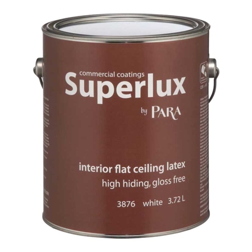 Superlux 3800 3876-16 Interior Ceiling Paint, Flat, White, 1 gal