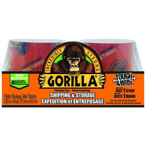 Gorilla 6130402 Packaging Tape, 30 yd L, 3 in W, Clear