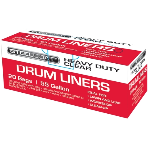 Drum Liner, 55 gal Capacity, Clear