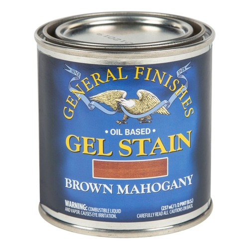 Gel Stain, Brown Mahogany, Liquid, 1/2 pt, Can
