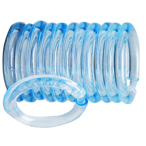 Shower Curtain Ring, Plastic, Clear, 1 cm W, 2-1/2 in H - pack of 12