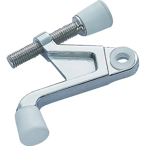 Heavy-Duty Hinge Pin Door Stop, 2-3/4 in Projection, Die-Cast Zinc & Plastic, Chrome