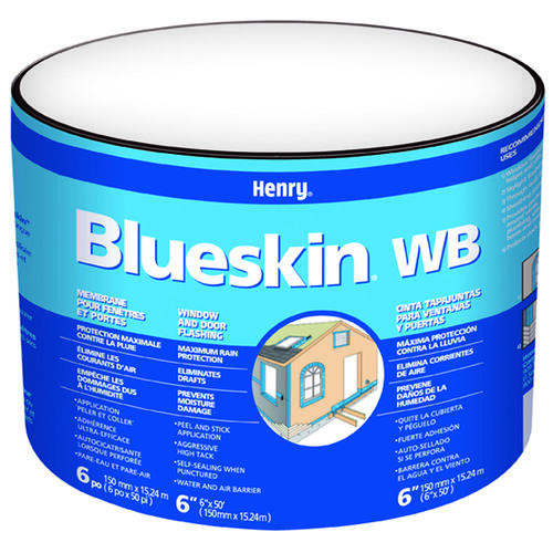Blueskin WB Window and Door Flashing, 50 ft L, 12 in W, Blue, Self Adhesive