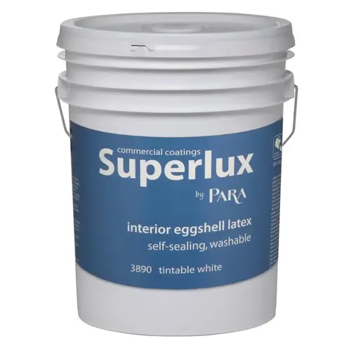 Superlux 3800 3890-20 Interior Paint, Eggshell, White, 5 gal Pail