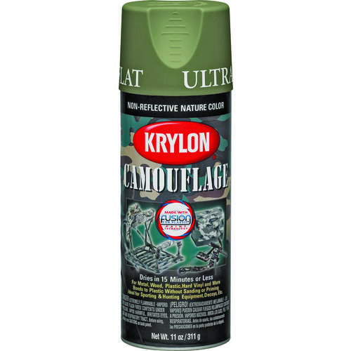 KRYLON K04296077 Camouflage Paint, Ultra-Flat, Woodland Light Green, 12 oz, Aerosol Can