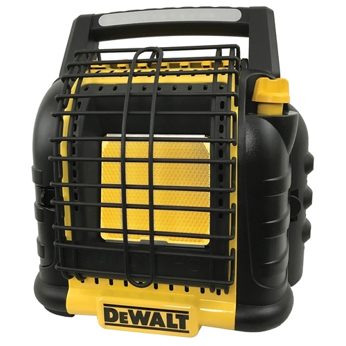 DEWALT F332100 DXH12B Cordless Heater, Propane Gas, 12,000 Btu, 450 sq-ft Heating Area, 99 % Efficiency, Yellow