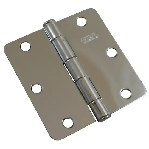 Butt Hinge, 3-1/2 in H Frame Leaf, 3/32 in Thick Frame Leaf, Steel, Chrome, Removable Pin, 50 lb