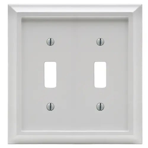 Wallplate, 2 -Gang, Wood, White - pack of 24