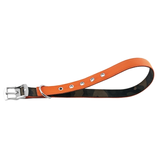 Ruffin It 7N31302 31302 Reversible Dog Collar, 16 to 20 in L Collar, 3/4 in W Collar, Nylon, Camouflage/Orange