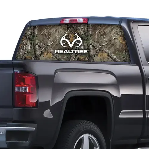 RealTree RT-WF-RL-XT-XCP2 Rear Window Decal, Logo with Xtra Camo, Vinyl Adhesive - pack of 2