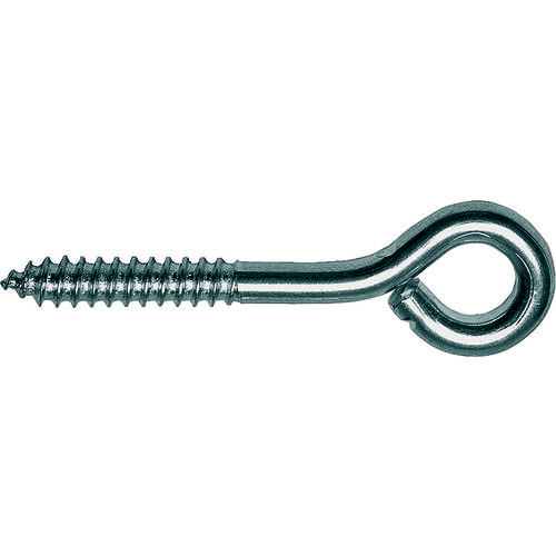 Screw Eye, 7.55 mm Dia Wire, 9.3 mm Thread, 1 in L Thread, 2-7/8 in OAL, 286 lb Working Load, Steel - pack of 20