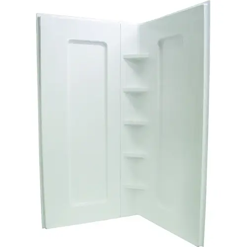 102892-000 Wall Set, 38 in W, 72 in H, Acrylic, White, Stud Mounting