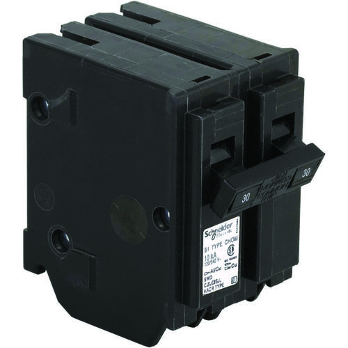 Homeline Circuit Breaker, Mini, Standard, 30 A, 2 -Pole, 120/240 VAC, Plug Mounting, Black