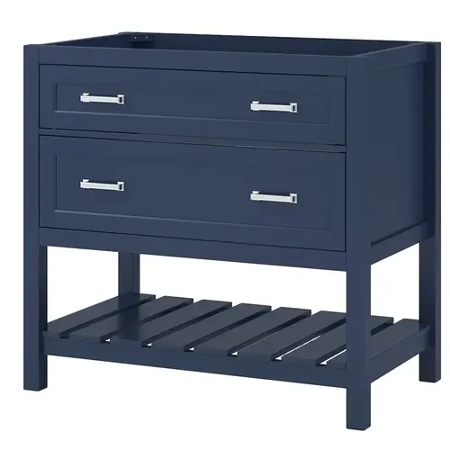 Lawson Series Vanity Cabinet, 36 in W Cabinet, 21-1/2 in D Cabinet, 34 in H Cabinet, Wood, 2-Drawer Aegean Blue