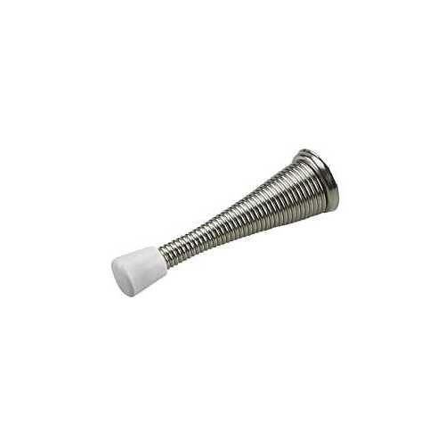 Flexible Door Stop, 31/32 in Dia Base, 3 in Projection, Metal, Nickel