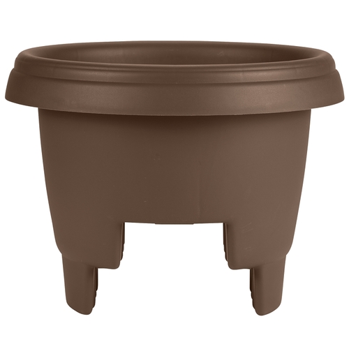 136892 Deck Rail Planter, 11.9 in Dia, Poly, Chocolate