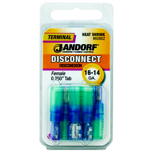 Disconnect Terminal, 16 to 14 AWG Wire, Copper Contact, Blue - pack of 5