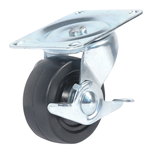 C-GD30RSB Swivel Caster, 3 in Dia Wheel, 1-1/4 in W Wheel, Rubber Wheel, 125 lb
