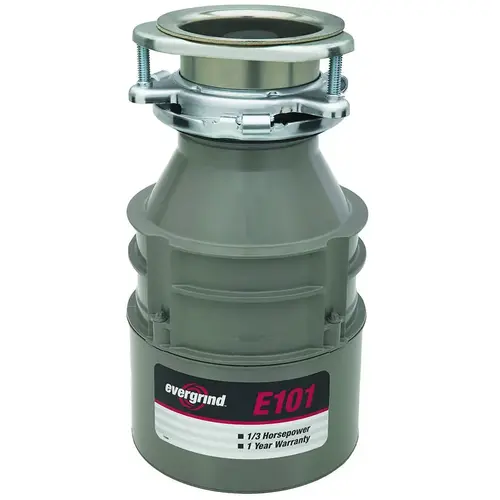 Evergrind Series Garbage Disposal, 26 oz Grinding Chamber, 1/3 hp Motor, 120 V, Steel Waterborne Gray Enamel