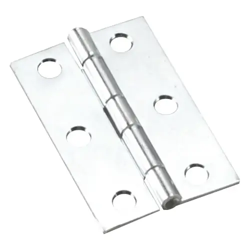 Butt Hinge, 2-1/2 in H Frame Leaf, Steel, Zinc, Non-Removable Pin, Mortise Mounting, 18 lb