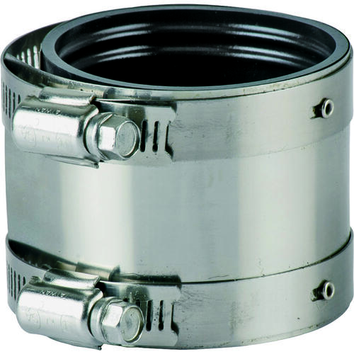 Coupling, 2 in, Rubber/Stainless Steel, Black/Stainless Steel Shield