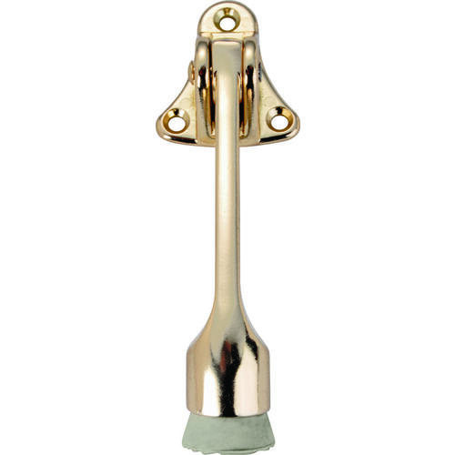 Door Holder, 5-3/8 in L, 1-5/8 in W, 2 in H, Attaches to Door Mounting, Rubber/Zinc, Brass