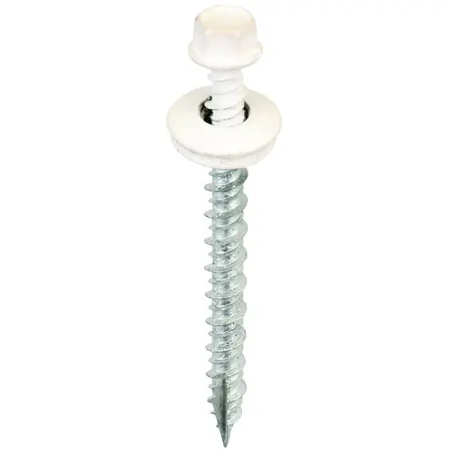 Screw, #9 Thread, High-Low, Twin Lead Thread, Hex Drive, Self-Tapping, Type 17 Point White