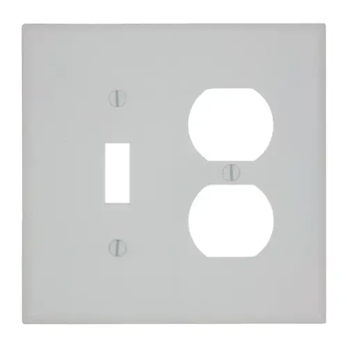 80505-W Combination Wallplate, 4-3/8 in L, 3-1/8 in W, Midway, 2 -Gang, Plastic, White, Device Mounting