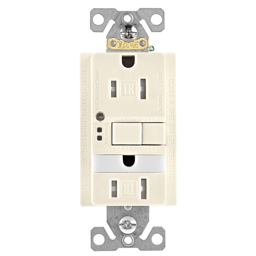 GFCI and Nightlight, 2 -Pole, 15 A, 125 V, Back, Side Wiring, NEMA: 5-15R