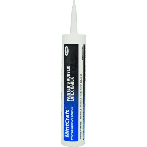 Acrylic Latex Caulk, White, 10.1 oz Cartridge