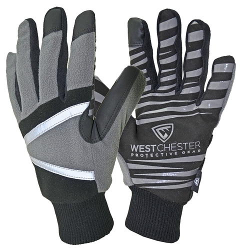 West Chester 96650/L Hi-Dexterity, Insulated Winter Gloves, L, 10-3/8 in L, Reinforced, Wing Thumb, Black/Gray