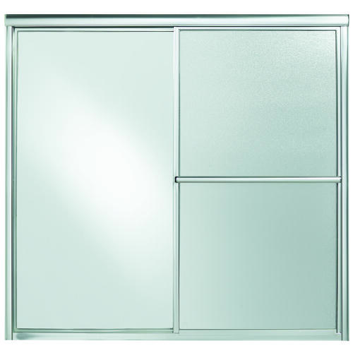 STERLING 5904-59S 5900 Series Bath Door, Deluxe Frame, Aluminum Frame, Pebbled Glass, Tempered Glass, Sliding Door Silver