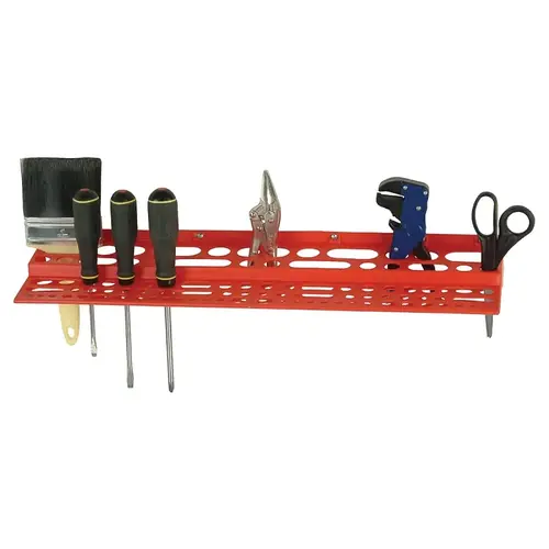 QUANTUM STORAGE SYSTEMS RTR-96 Tool Rack, 96-Tool Holder, 2-3/4 in W, 6 in H, 24 in L, Polypropylene Red
