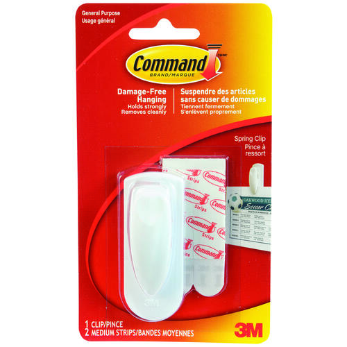 Command 17005-HWEF Spring Clip, 1-Hook, White