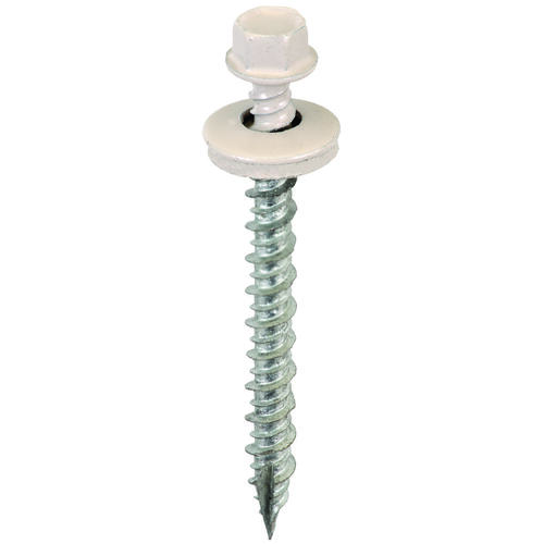 Screw, #9 Thread, High-Low, Twin Lead Thread, Hex Drive, Self-Tapping, Type 17 Point Light Gray