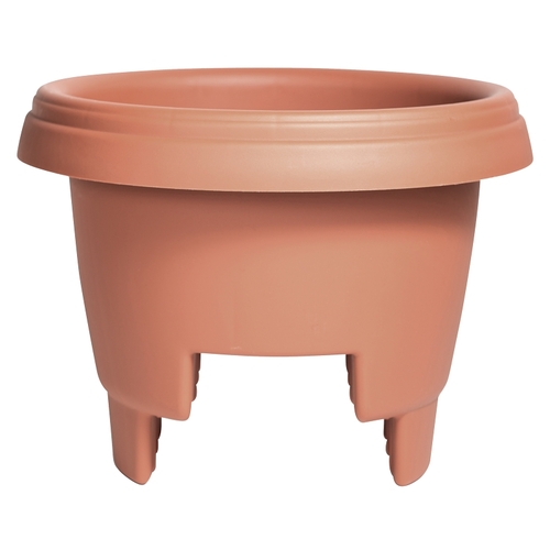 Deck Rail Planter, 12 in W, Plastic, Terra Cotta, Matte