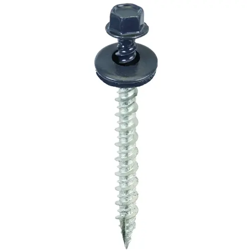 Screw, #9 Thread, High-Low, Twin Lead Thread, Hex Drive, Self-Tapping, Type 17 Point Charcoal Gray