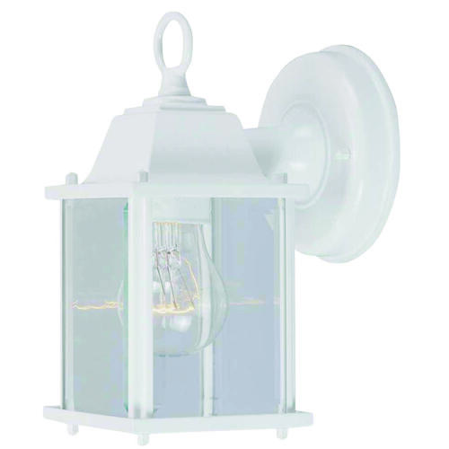 AL1037-4-3L Outdoor Wall Lantern, 120 V, 60 W, A19 or CFL Lamp, Aluminum Fixture, White