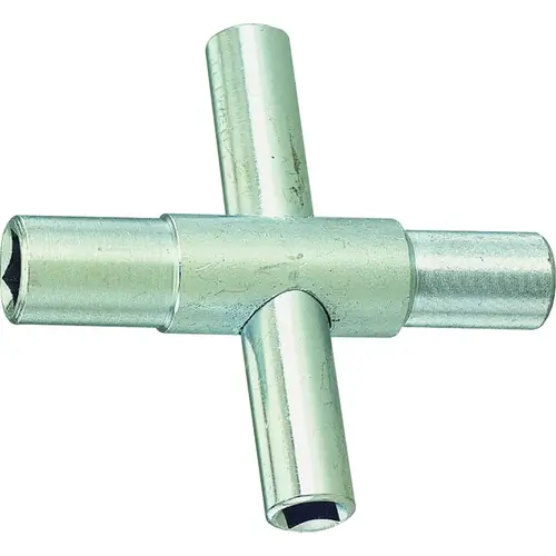 T154-3L 4-Way Silcock Key, Square Head, Bar Handle, 3 in L Chrome