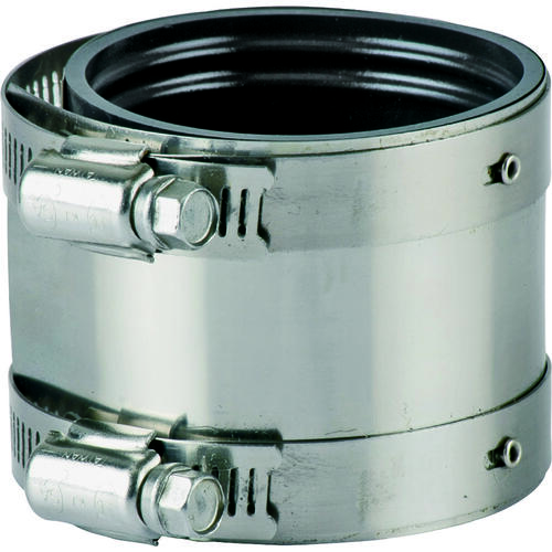 ProSource KJ-006 Coupling, 4 in, Rubber/Stainless Steel, Black/Stainless Steel Shield